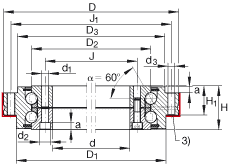 推力角接觸球軸承 ZKLDF460, 雙向，螺釘安裝，兩側(cè)帶密封蓋