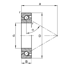 推力角接觸球軸承 BSB050100-T, 單向，接觸角 α = 60°，限制公差