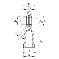 桿端軸承 GIL6-DO, 根據(jù) DIN ISO 12 240-4 標準，帶左旋內(nèi)螺紋，需維護