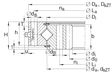 交叉滾子軸承 XI120288-N, 有內(nèi)齒，兩側(cè)唇密封