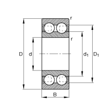 深溝球軸承 4202-B-TVH, 根據(jù) DIN 625-3 標(biāo)準(zhǔn)的主要尺寸，雙列