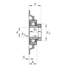 吊裝式軸承座單元 MSTU25, 鋼板軸承座，帶偏心鎖圈的外球面球軸承，P型密封，帶再潤滑結(jié)構