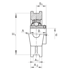 吊裝式軸承座單元 RTUEY30, 鑄鐵軸承座，內(nèi)圈帶平頭螺釘?shù)耐馇蛎媲蜉S承，R密封