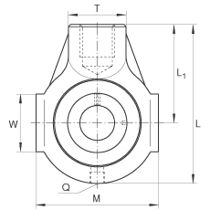吊裝式軸承座單元 THE40, 鑄鐵軸承座，帶偏心鎖圈的外球面球軸承，T 型密封