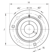 軸承座單元 GRA25, 帶三個/四個螺栓孔的法蘭的軸承座單元，沖壓鋼板，偏心鎖圈，P 型密封