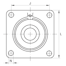 軸承座單元 PCCJ25, 帶四個螺栓孔的法蘭的軸承座單元，鑄鐵，雙列角接觸球軸承，P 型密封