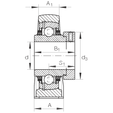 直立式軸承座單元 TSHE30-N, 鑄鐵軸承座，帶偏心鎖圈的外球面球軸承，T 型密封